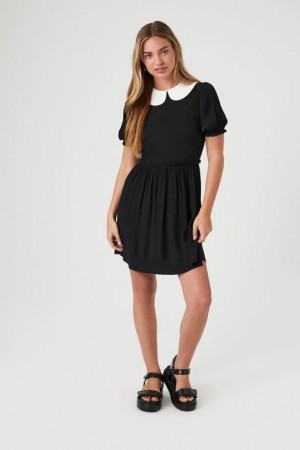 Vestido Forever 21 Collar Puff Sleeve Mini Mujer Negras | FoXC7xRJvcs