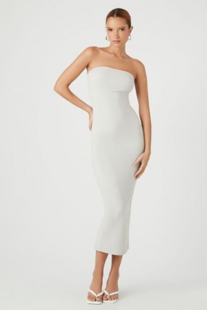 Vestido Forever 21 Contour Bodycon Tube Midi Mujer Plateadas | BbSbv3A0Ulg