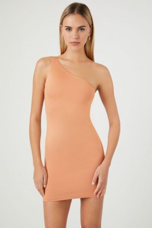 Vestido Forever 21 Contour One Shoulder Mini Mujer Toasted Almond | WpqEEedpiKD