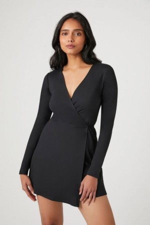 Vestido Forever 21 Contour Wrap Mini Mujer Negras | l6Q0enRJkpT