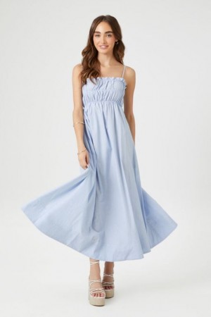 Vestido Forever 21 Cotton Midi Cami Mujer Azules Claro Blancas | 97uPMBjOG6L