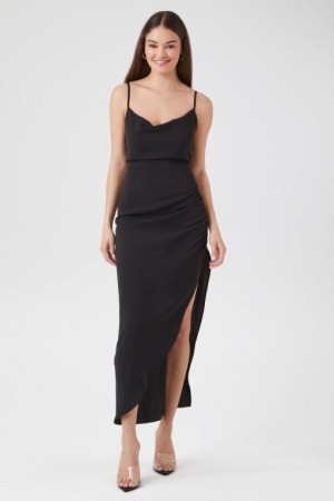 Vestido Forever 21 Cowl Neck Maxi Slip Mujer Negras | qRIko2He1qP