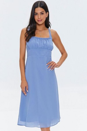 Vestido Forever 21 Crisscross Midi Mujer Periwinkle | fTC5cZtHV3S