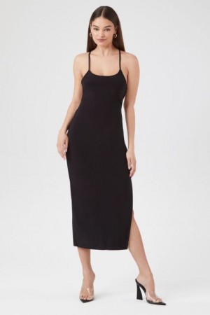 Vestido Forever 21 Crisscross Thigh Slit Midi Mujer Negras | TmpInSYHbse