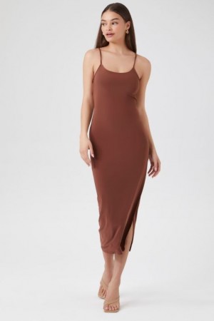 Vestido Forever 21 Crisscross Thigh Slit Midi Mujer Cappuccino | Ihg8vXnozI9