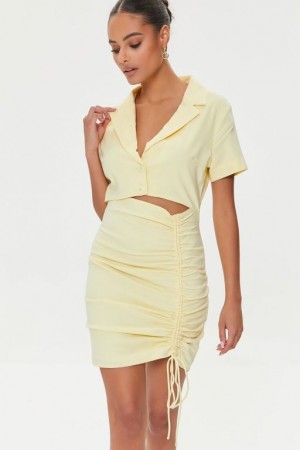 Vestido Forever 21 Cutout Bodycon Mini Mujer Amarillo | PEbowQafCvJ