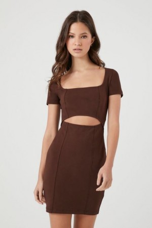 Vestido Forever 21 Cutout Bodycon Mini Mujer Marrones | QiHWLK0n6Ue