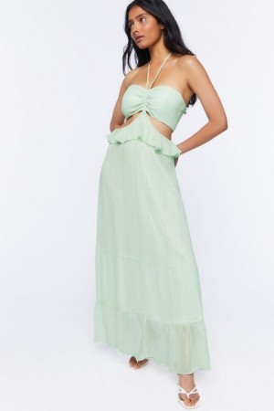 Vestido Forever 21 Cutout Halter Maxi Mujer Verde Menta | Tmz0W5pO2gz