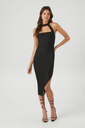 Vestido Forever 21 Cutout Halter Midi Mujer Negras | a3JqbMuxIvs