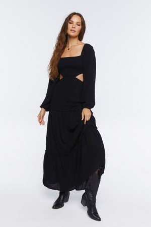 Vestido Forever 21 Cutout Maxi Peasant Mujer Negras | 0vxY8EOV2Jc