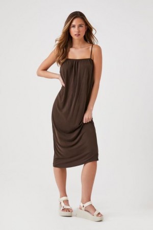 Vestido Forever 21 Cutout Midi Cami Mujer Chocolate Oscuro | nRBJOJ0fmpz