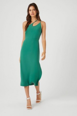 Vestido Forever 21 Cutout One Shoulder Midi Mujer Verde | AHQF2XWmA1X