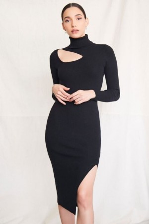 Vestido Forever 21 Cutout Turtleneck Mujer Negras | t3z66JYd3Sy