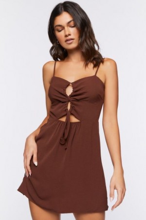 Vestido Forever 21 Cutout Twist Front Mini Mujer Marrones | ml0wSwzzoSE