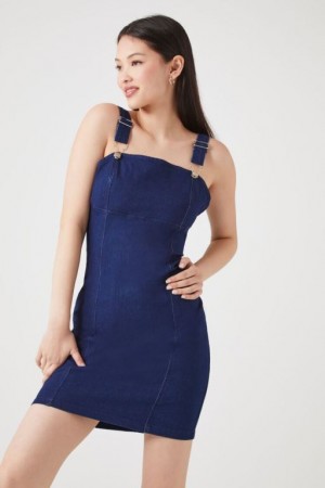 Vestido Forever 21 Denim Square Neck Bodycon Mujer Azules Oscuro | 3gWfAZTkVok