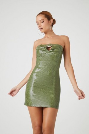 Vestido Forever 21 Faux Cuero O Ring Tube Mujer Verde | 5p06J0vYtM7