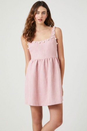 Vestido Forever 21 Faux Pearl Trim Tweed Mini Mujer Rosas | 9KTSzVcMlD6