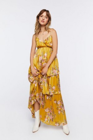 Vestido Forever 21 Floral Jacquard Maxi Mujer Amarillo Multicolor | Du48SBlsnsT