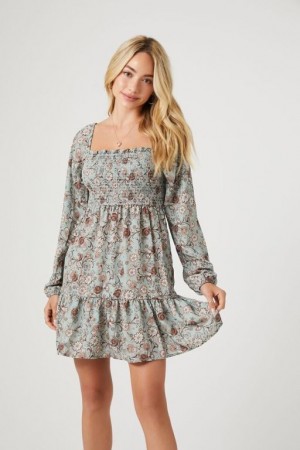 Vestido Forever 21 Floral Paisley Print Mini Mujer Verde Oliva Multicolor | 6AzhBZvouow