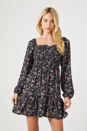 Vestido Forever 21 Floral Paisley Print Mini Mujer Negras Multicolor | PpQtZyQZNOn