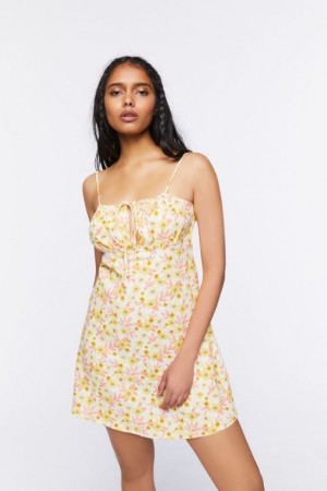 Vestido Forever 21 Floral Print Cami Mini Mujer Amarillo Multicolor | fFA1XYnFRhY