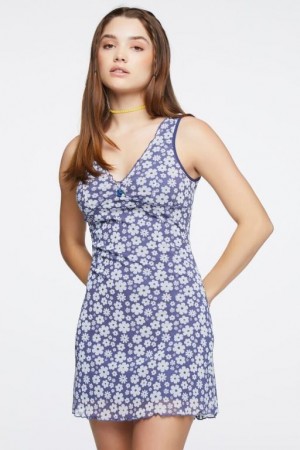 Vestido Forever 21 Floral Print Mesh Mini Mujer Azules Multicolor | t4WwtCDWeCj