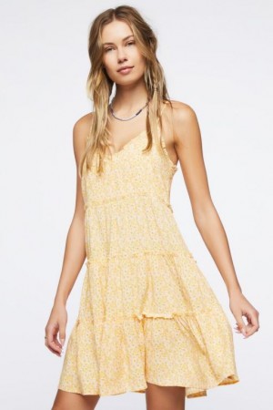 Vestido Forever 21 Floral Print Mini Mujer Amarillo Multicolor | m5yTgc6oFYA