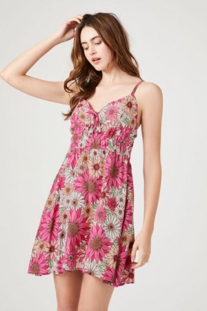 Vestido Forever 21 Floral Print Mini Mujer Rosas Multicolor | xBkQh6xowCw