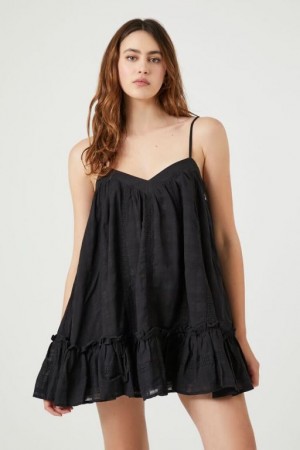 Vestido Forever 21 Flounce Hem Mini Shift Mujer Negras | rtnSpfkoc3J