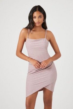 Vestido Forever 21 Glitter Knit Cami Mini Mujer Rosas Plateadas | E38nz8fFZBI