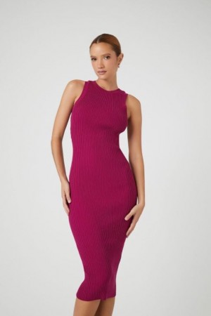 Vestido Forever 21 Knit Bodycon Midi Mujer Berry | Ww7uRvcw44P