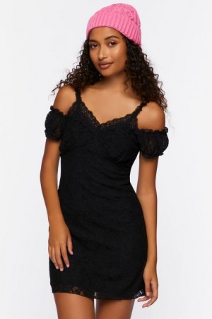 Vestido Forever 21 Lace Cami Cap Sleeve Mini Mujer Negras | aiOcmJaCIaL