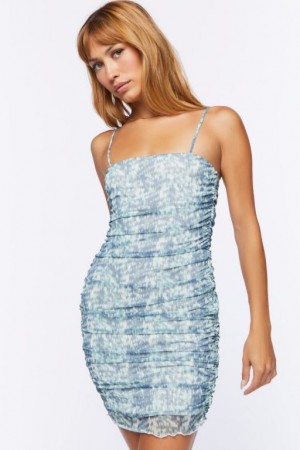 Vestido Forever 21 Mesh Abstract Print Mini Mujer Azules Multicolor | EbwsioDIpSP