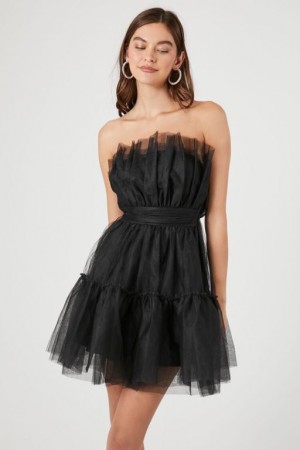 Vestido Forever 21 Mesh Strapless Mini Mujer Negras | hKsXILVwhrx