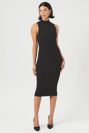 Vestido Forever 21 Mock Neck Midi Mujer Negras | vEpT2xlsVSE