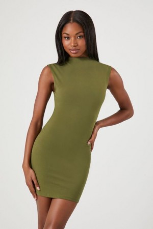 Vestido Forever 21 Mock Neck Mini Mujer Verde Oliva | cIjouMTuBpj