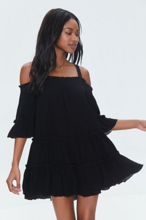 Vestido Forever 21 Off The Shoulder Mini Mujer Negras | 3g96E6EKmlj