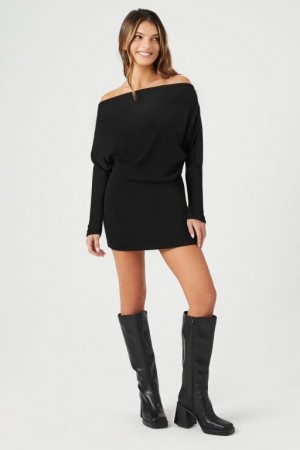 Vestido Forever 21 Off The Shoulder Mini Mujer Negras | Spc40VOsaxF