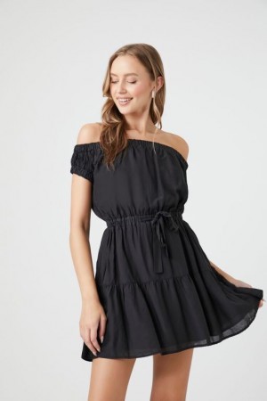 Vestido Forever 21 Off The Shoulder Mini Mujer Negras | GAxxYjKxNff