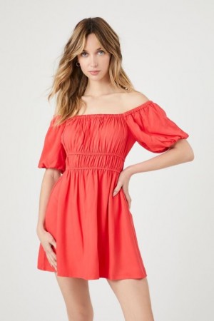 Vestido Forever 21 Off The Shoulder Peasant Mini Mujer Cayenne | M2BiKWHWuwd