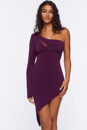 Vestido Forever 21 One Shoulder Bodycon Mini Mujer Moradas | iZjHpgCMJV0