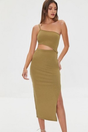 Vestido Forever 21 One Shoulder Cami Midi Mujer Cigar | EZae0y5KkJg