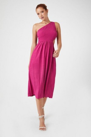 Vestido Forever 21 One Shoulder Cutout Midi Mujer Fucsia | k6PWNFeQOwa