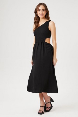 Vestido Forever 21 One Shoulder Cutout Midi Mujer Negras | ICA1RaTuxIe