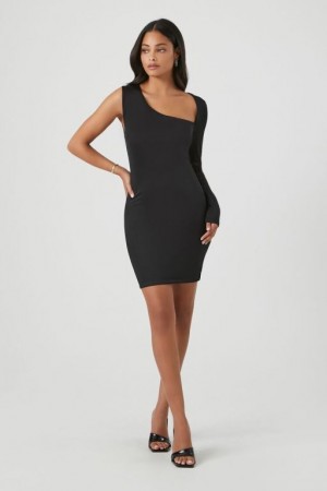 Vestido Forever 21 One Sleeve Bodycon Mini Mujer Negras | YiQOazHaCfK