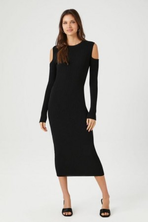 Vestido Forever 21 Open Shoulder Midi Mujer Negras | FP7RFP9BFmA