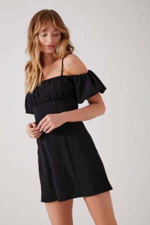 Vestido Forever 21 Open Shoulder Mini Mujer Negras | MvUV5BHSbt3