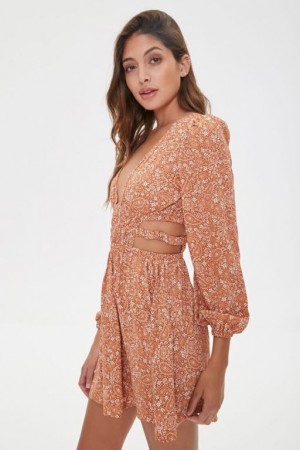 Vestido Forever 21 Paisley Print Mini Mujer Creme | yUD3V9eFvvU