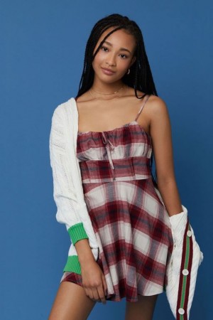 Vestido Forever 21 Plaid Mini Cami Mujer Rosas Blancas | cyaOPsa5Ely