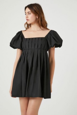 Vestido Forever 21 Plisado Babydoll Mujer Negras | uKOiKI8Eink